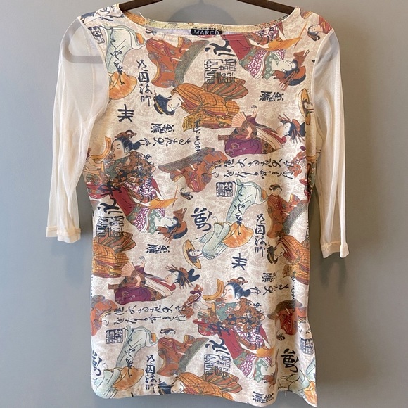 Vintage MARCO Ladies Top, Asian Japanese, Mesh Mid Sleeve, Ladies Small - Picture 4 of 10